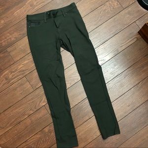 Leather detail olive jeggings